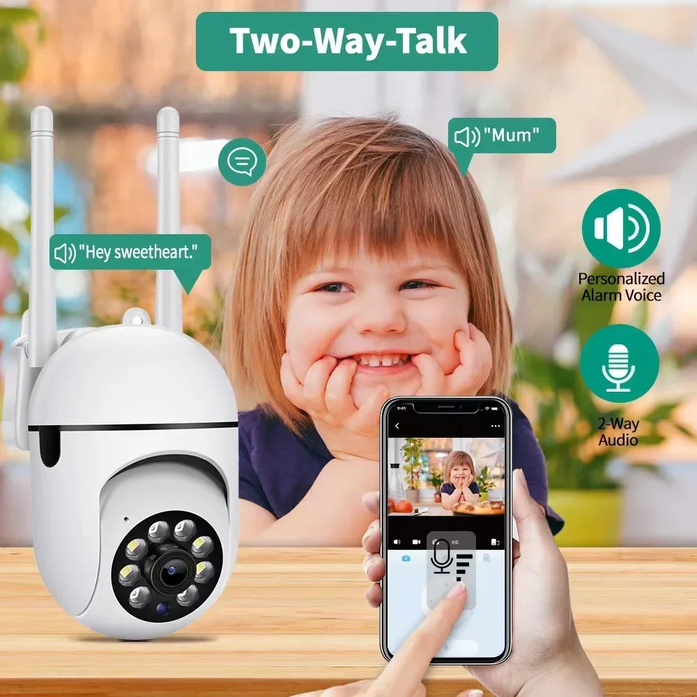 Telecamera Wifi da 8 MP Telecamera PTZ di sorveglianza di sicurezza wireless esterna Zoom digitale 4X Monitoraggio umano Audio bidirezionale CCTV a colori notturni