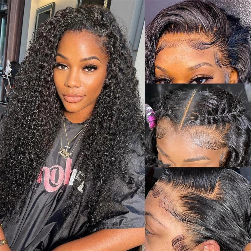 Onda de água profunda pacotes com fechamento frontal 100% cabelo humano cru não processado completo e grosso 3 pacotes com 13x4 hd laço frontal