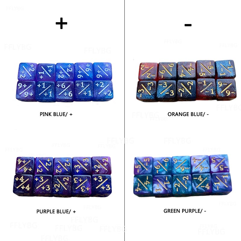 10Pcs D6 Dice 6 Side Counters +1/-1 Square Digital 16mm Cube for Kids Funny Table Board Gaming Math Teaching Arithmetic Toys