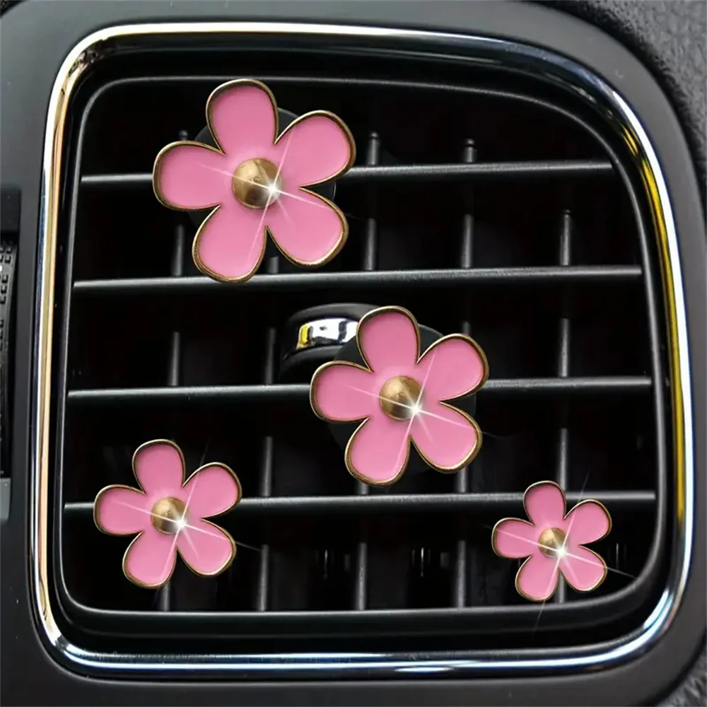 4 ชิ้น/เซ็ตรถขนาดเล็ก Air Outlet น้ําหอมตกแต่งคลิปดอกไม้ Daisy Design ภายในรถน้ํามันหอมระเหย Fresheners Diffuser Access