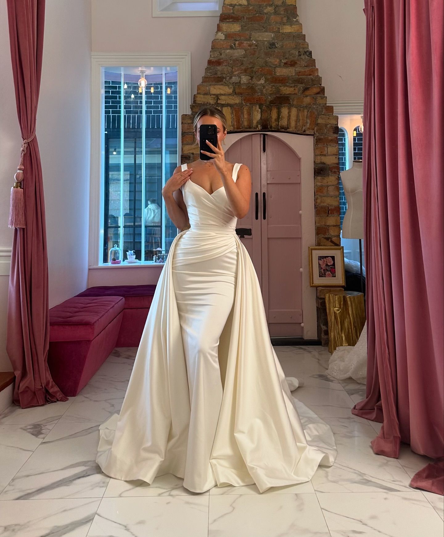 Two Straps Pleat Sweethart Mermaid Wedding Dresses With Detachable Train Two Piece Custom Made  Vestido De Noival