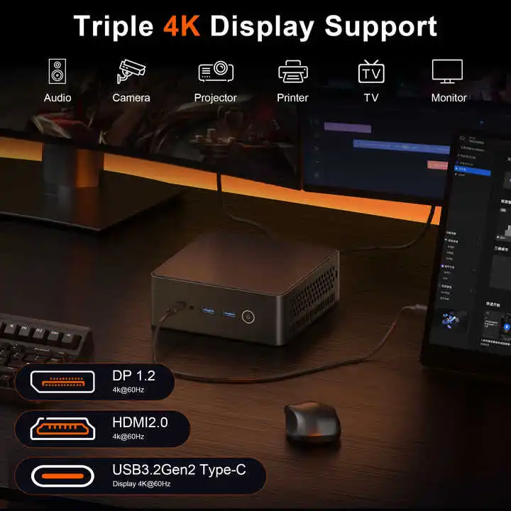 SZBOX Z68 Ryzen 7 6800H MiNi PC Windows 11 Pro 2*SO-DIMM DDR4 M.2 SSD PCIe3.0 USB3.2 WIFI6 BT5.2 Gaming Office Desktop Computer