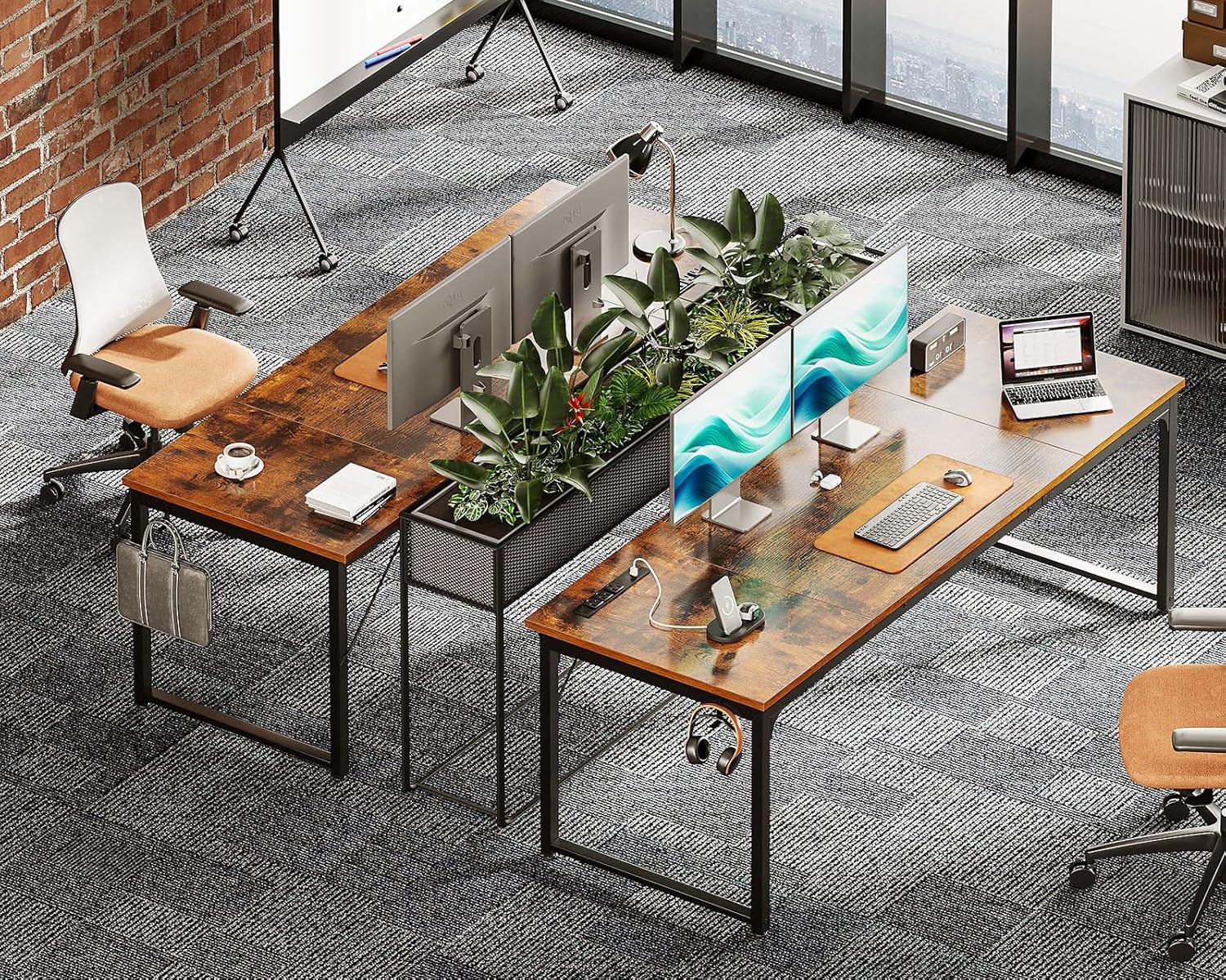 71 Inch Computer Desk with USB Ports, Large Office Desk, Long Study Student Writing Desk