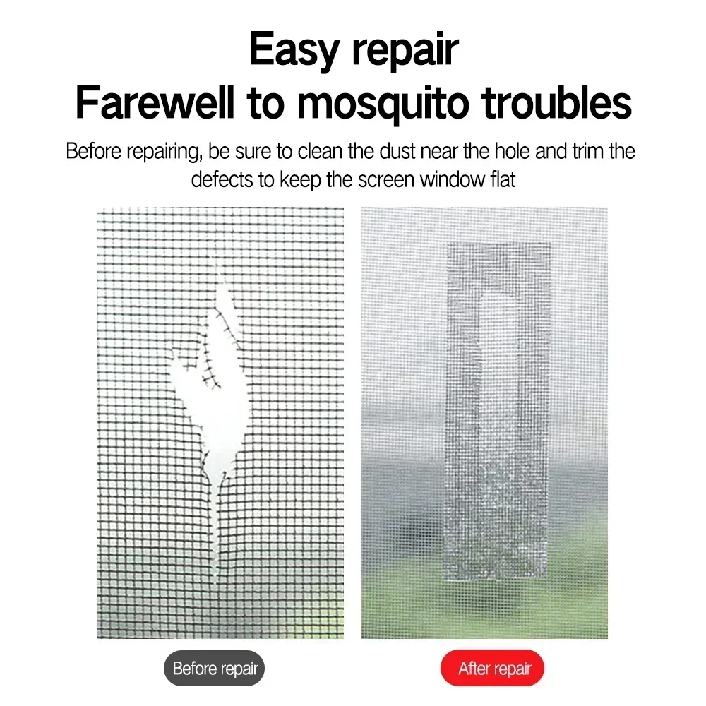 1 roll Window Screen Repair Tape Self Adhesive Mesh Tape Door Window Net Broken Holes Repairing Fix Patch Anti Insect Mosquito