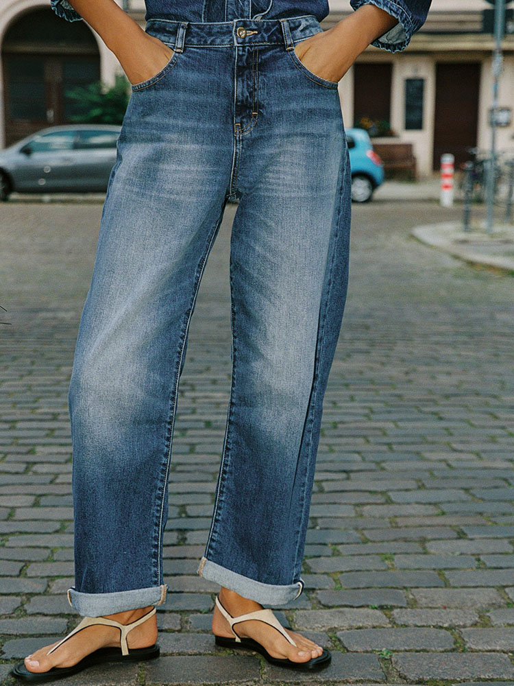 Jaqueta Longa de Jeans Fena da Moda Outono 2025 com Cinto, Nova Chegada E, Confortável, Roupa Externa, Traje Étnic...