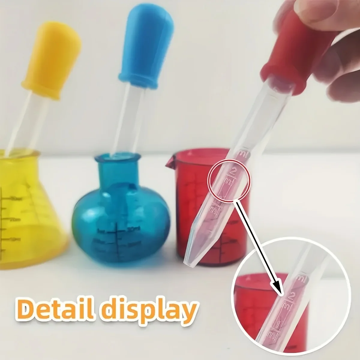 4 Colored Measuring Cups 4 Colored Droppers Educational Mini Measuring Cups Teaching Aid, Plastic Science Experiment Sensory DIY