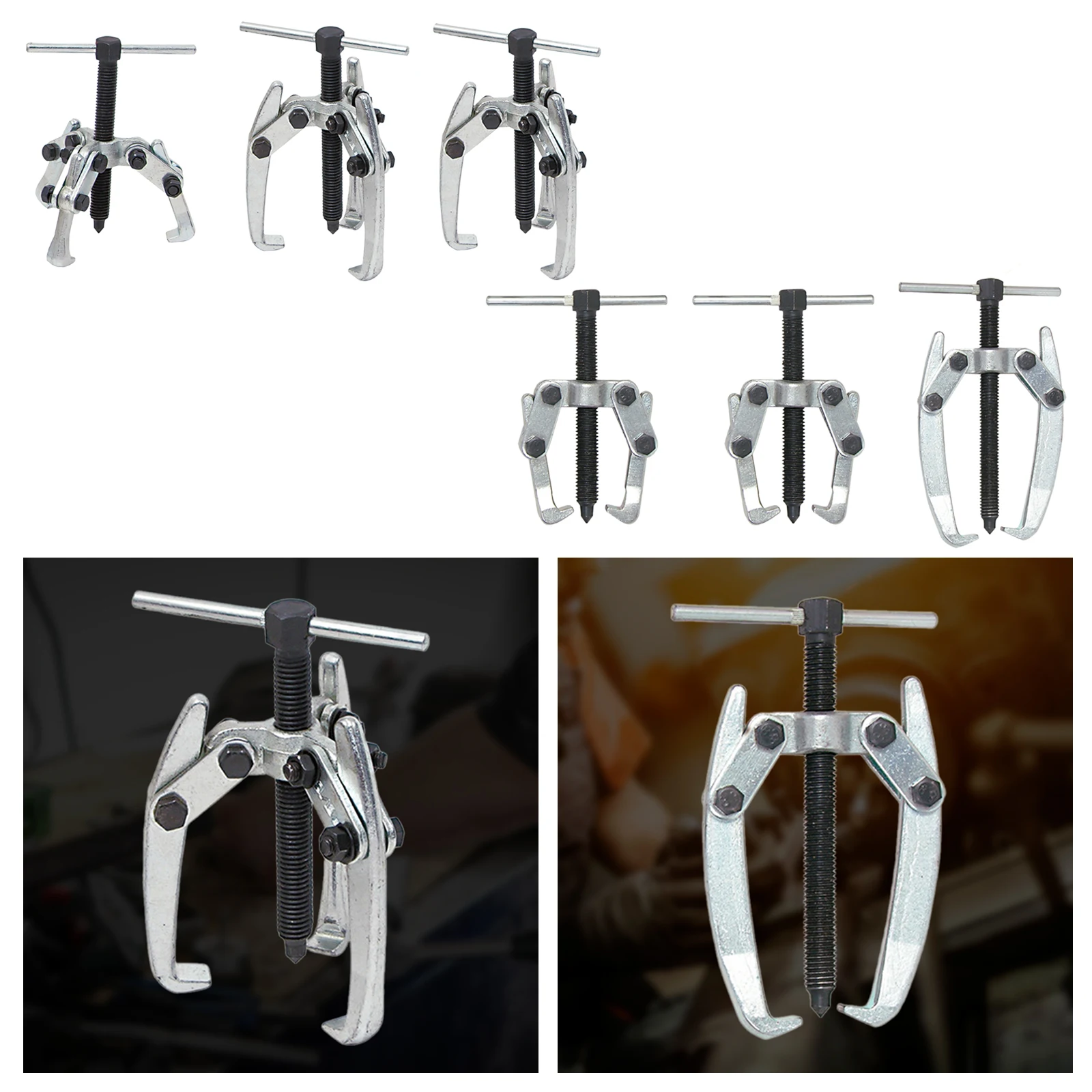Extractor de cojinetes de alta resistencia, 2 mandíbulas, 3 mandíbulas, herramienta de reparación de automóviles, extractor de engranajes de mandíbula de forja, sujeción ajustable de 10 a 60mm