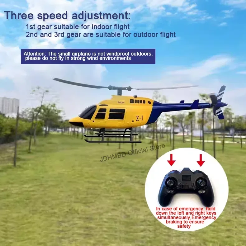 Helikopter Remote control, mainan helikopter model simulasi rotor tunggal empat saluran, bel helikopter Bell206