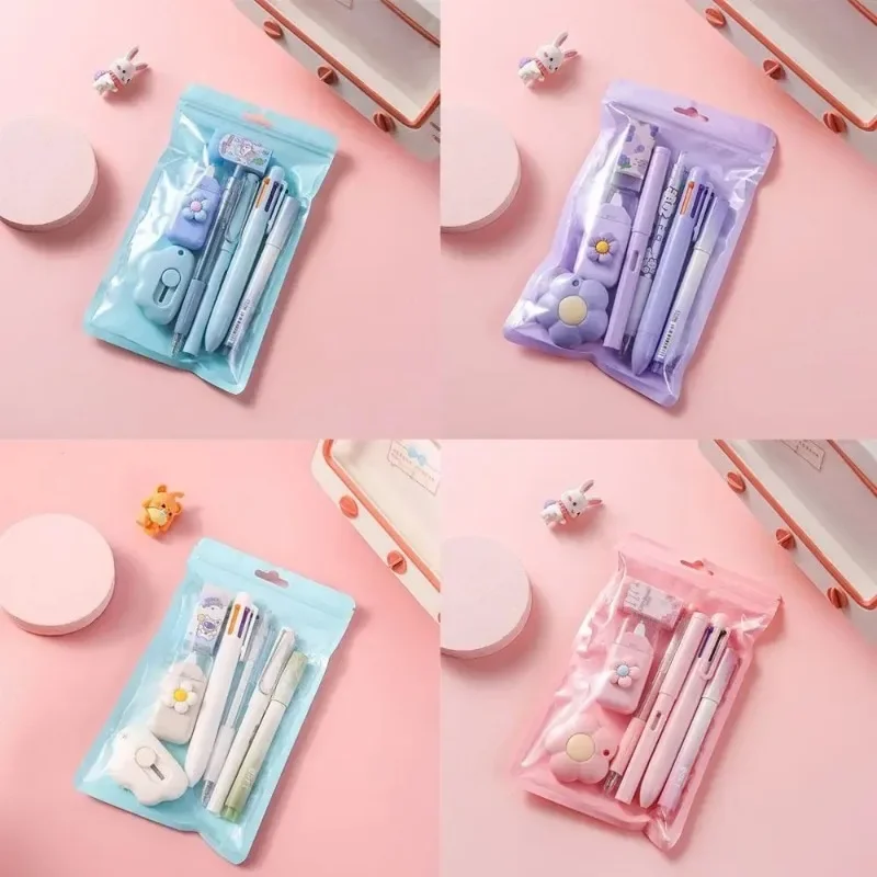 7-in-1 ชุดเครื่องเขียนของขวัญวันเกิด Back to School ของขวัญดินสอยางลบนักเรียนรางวัลโรงเรียนสํานักงานเทปแก้ไขเด็ก