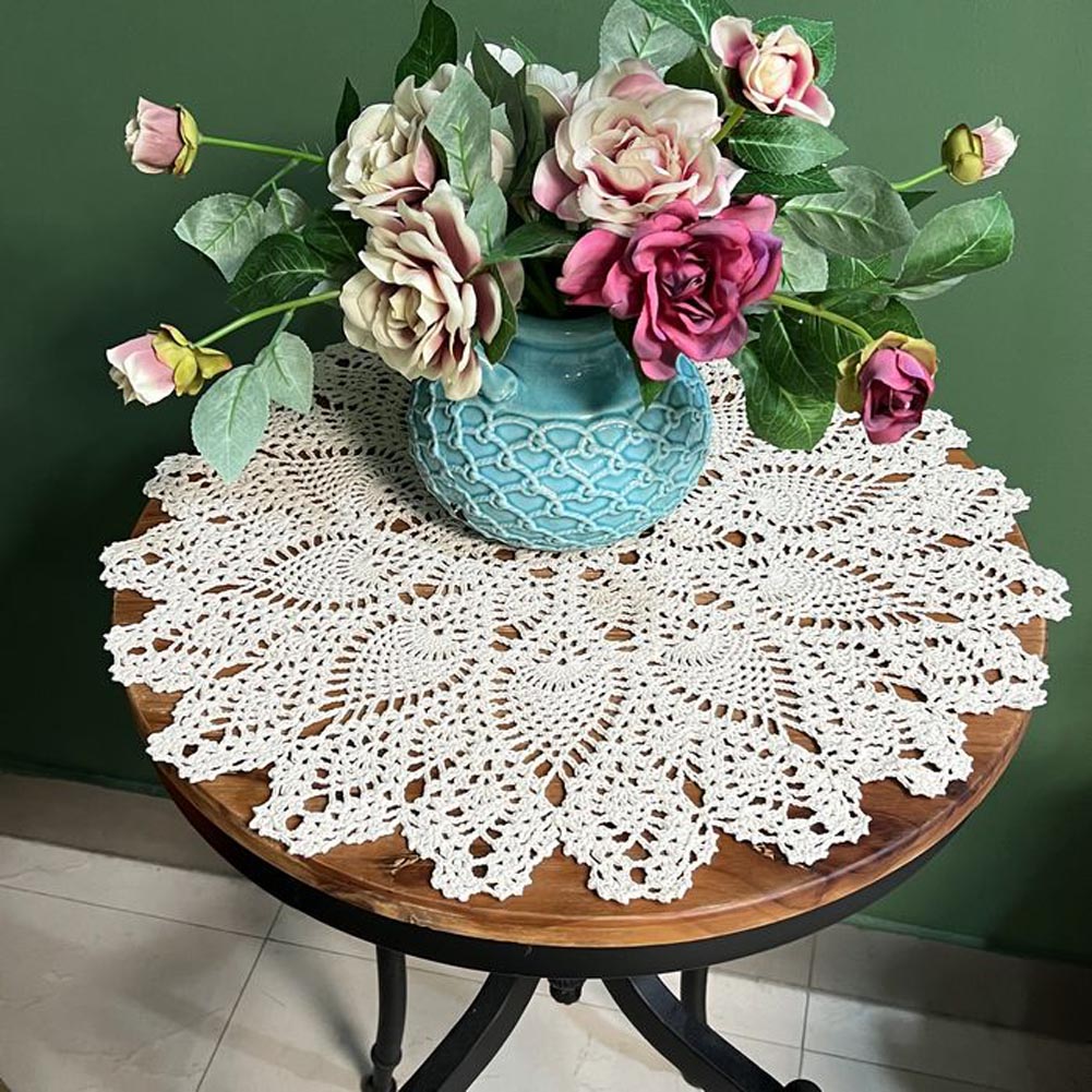 BomHCS-Placemats Artesanais De Flores Boho, Laço Redondo De Crochê, Tapetes De Mesa De Algodão, Almofadas De Vaso, 2Pcs