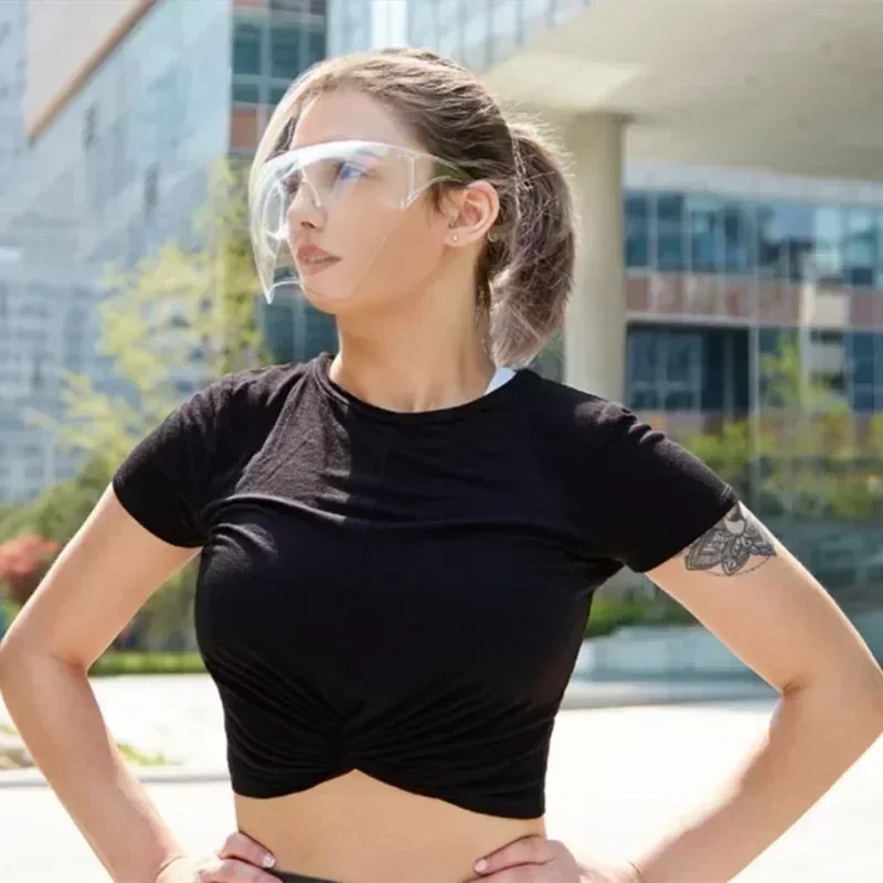 Occhiali protettivi per il viso Occhiali da sole Maschera protettiva trasparente antispruzzo antiappannamento Occhiali da sole di sicurezza coperti a pieno facciale