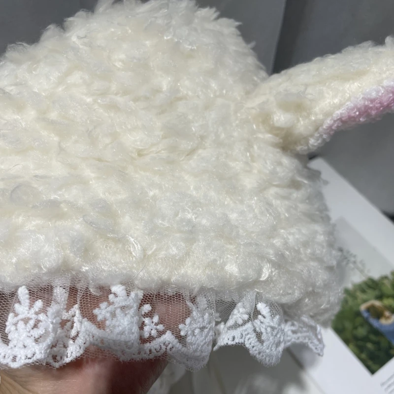 Sombreros de disfraz esponjosos, regalo de Navidad, sombrero de cubo de Cosplay de cordero suave y cálido al aire libre, Invierno