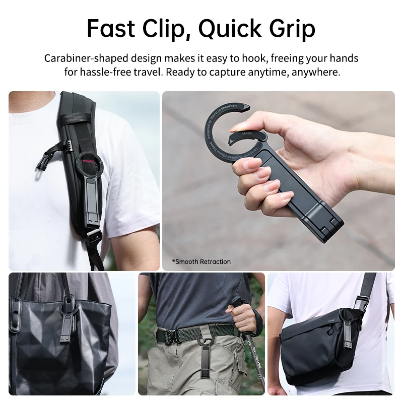 ​Ulanzi MA30 Carabiner-Mounted Phone Tripod for iPhone 15 14 13 12 Pro/Pro Max Dual-sided Magnet Tripod Desk Mount Phone Handle
