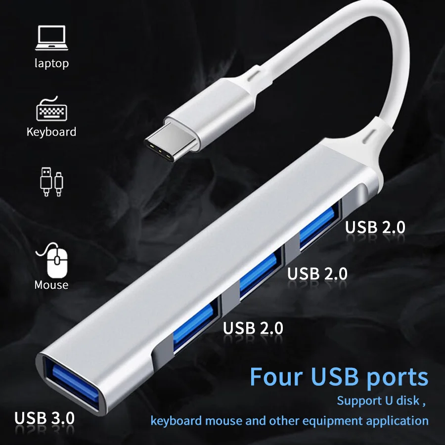 4 Port Multi Splitter Type C HUB 3.0 USB 3.1 Adapter OTG For Xiaomi Lenovo Macbook 13 15 Air Pro PC Computer Accessories