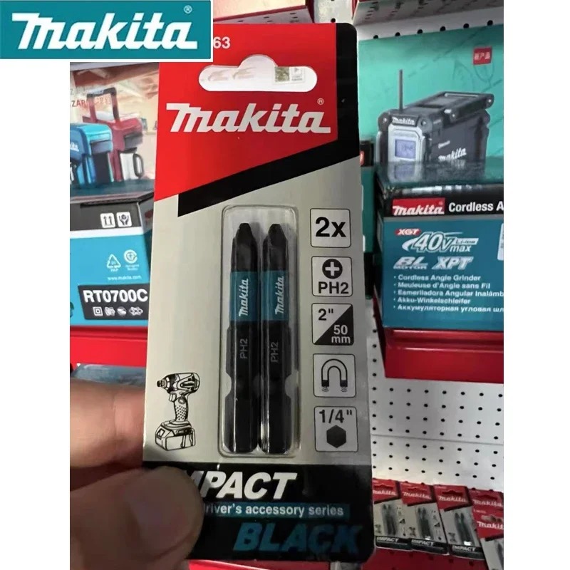 MAKITA E-08763 Brocas de chave de fenda de impacto PH2 Comprimento 50mm 1/4 "2 peças Chave de fenda Phillips magnética Cabeça Broca