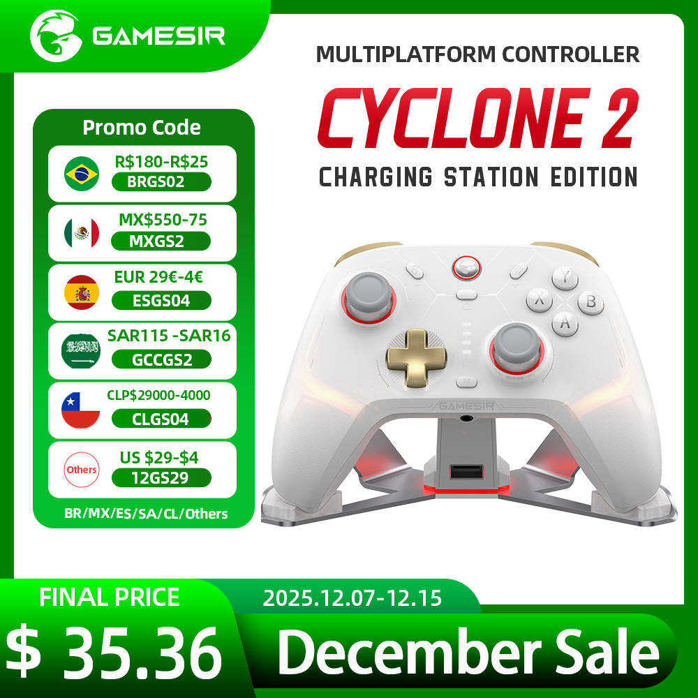 Беспроводной профессиональный контроллер GameSir Cyclone 2, джойстики с эффектом Холла, Bluetooth-геймпад для Nintendo Switch, iPhone, Android и ПК