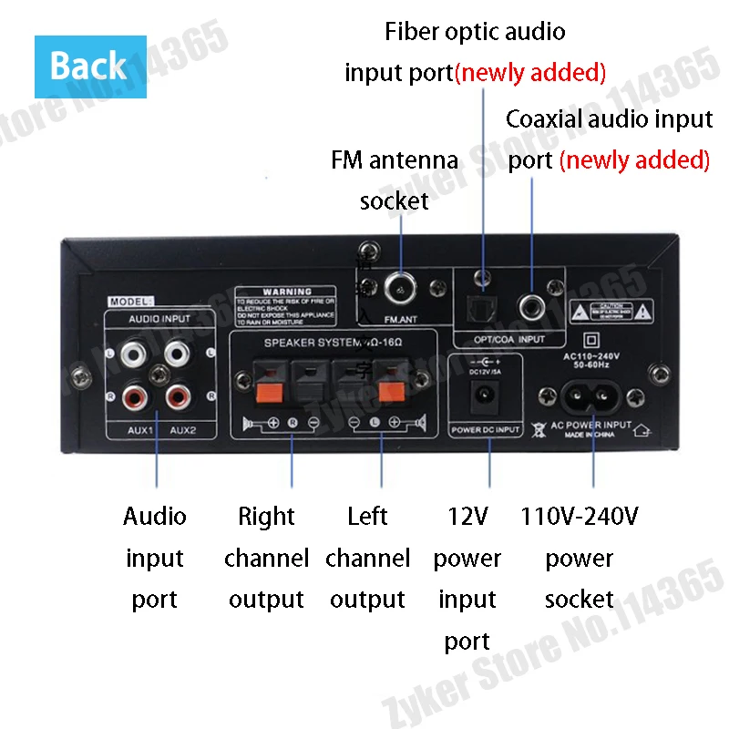 AK35/AK45/AK55 Amplificatori audio Amplificatore digitale Bluetooth per Home Car Karaoke AMPLIFICATORE stereo HiFi a 2 canali FM USB Telecomando