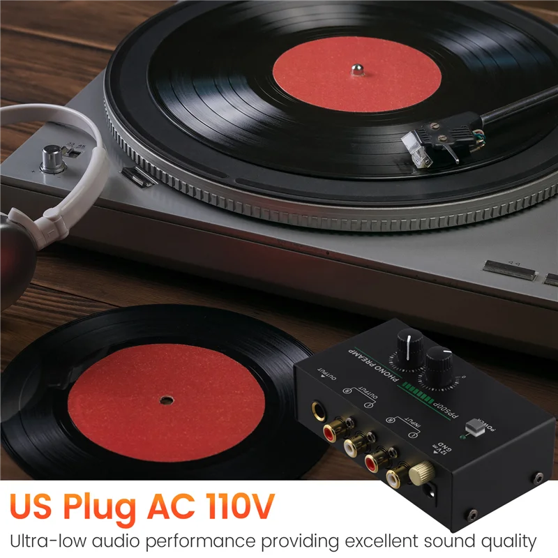 Préampli de platine ABFN-Phono, préamplificateur de phonographe avec entrée R C A, sortie RCA/TRS, pour lecture d'enregistrement de platine