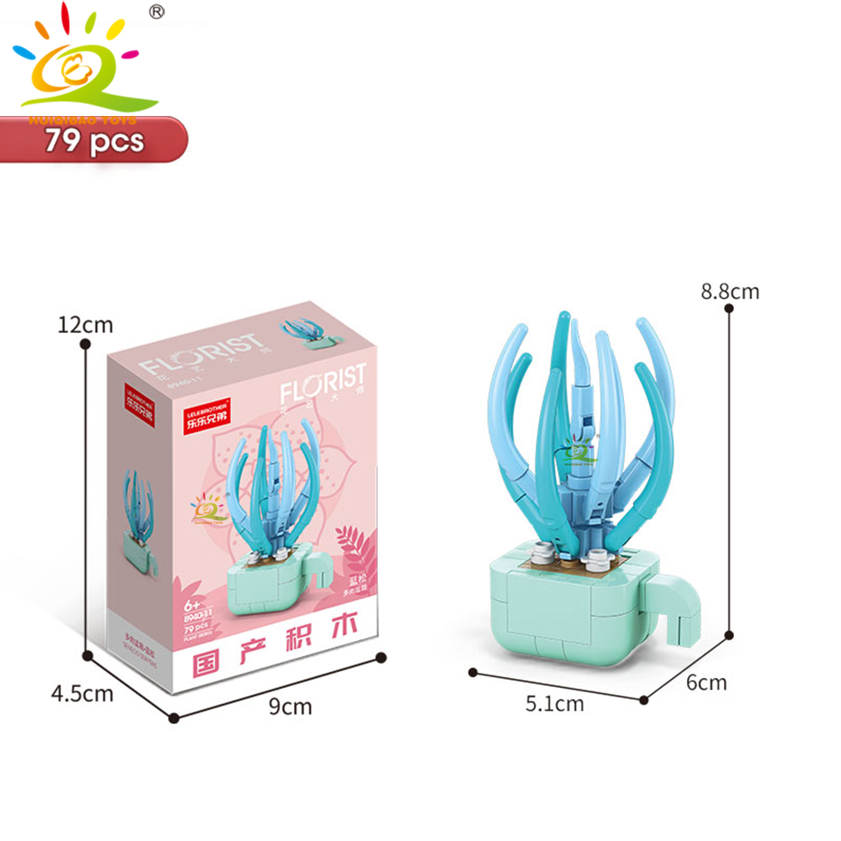 HUIQIBAO MOC ดอกไม้ Succulent Potted ชุด Building Block DIY Eternal Bouquet หน้าแรก Plant Decor อิฐสาวของขวัญของเล่นเด็ก