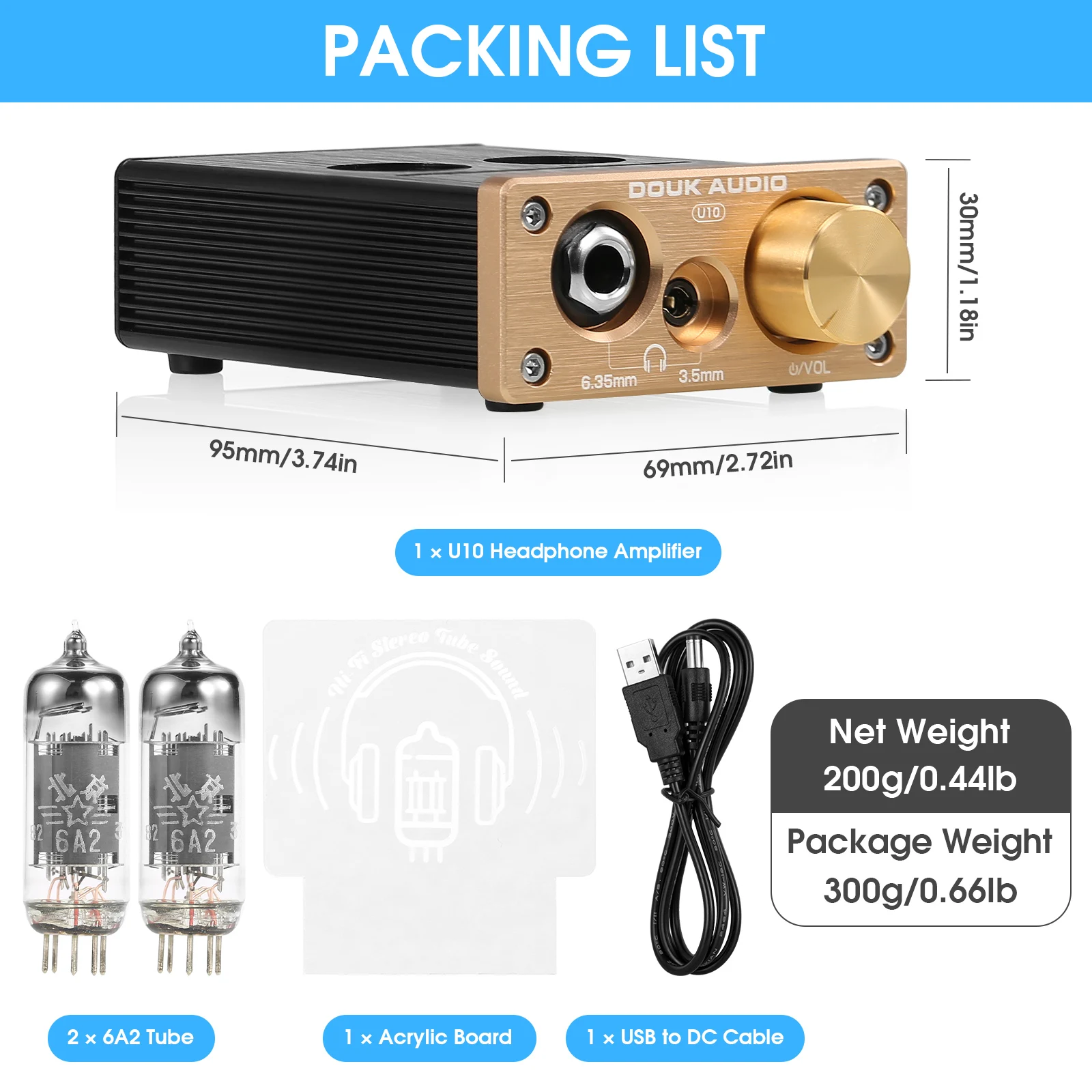 Douk Audio U10 Hifi Ventil rohr Vorverstärker Stereo Aux Desktop Audio Vorverstärker 6,35mm/3,5mm Kopfhörer verstärker