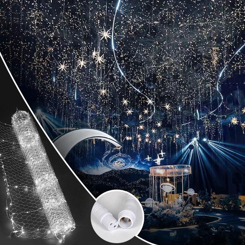 5/10M Wedding Ceiling Decor,LED Fishnet String Lights,Starry Sky Net Luminous Lamp,DIY Wedding Hall Birthday Ceiling Fairy Light