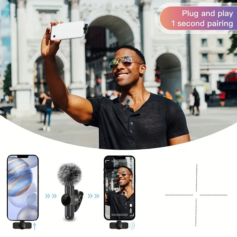 Wireless Lavalier-mikrofon Mit Winddicht Abdeckung Audio Video Aufnahme Mini Mic Für iPhone Android Handy Mikrofon