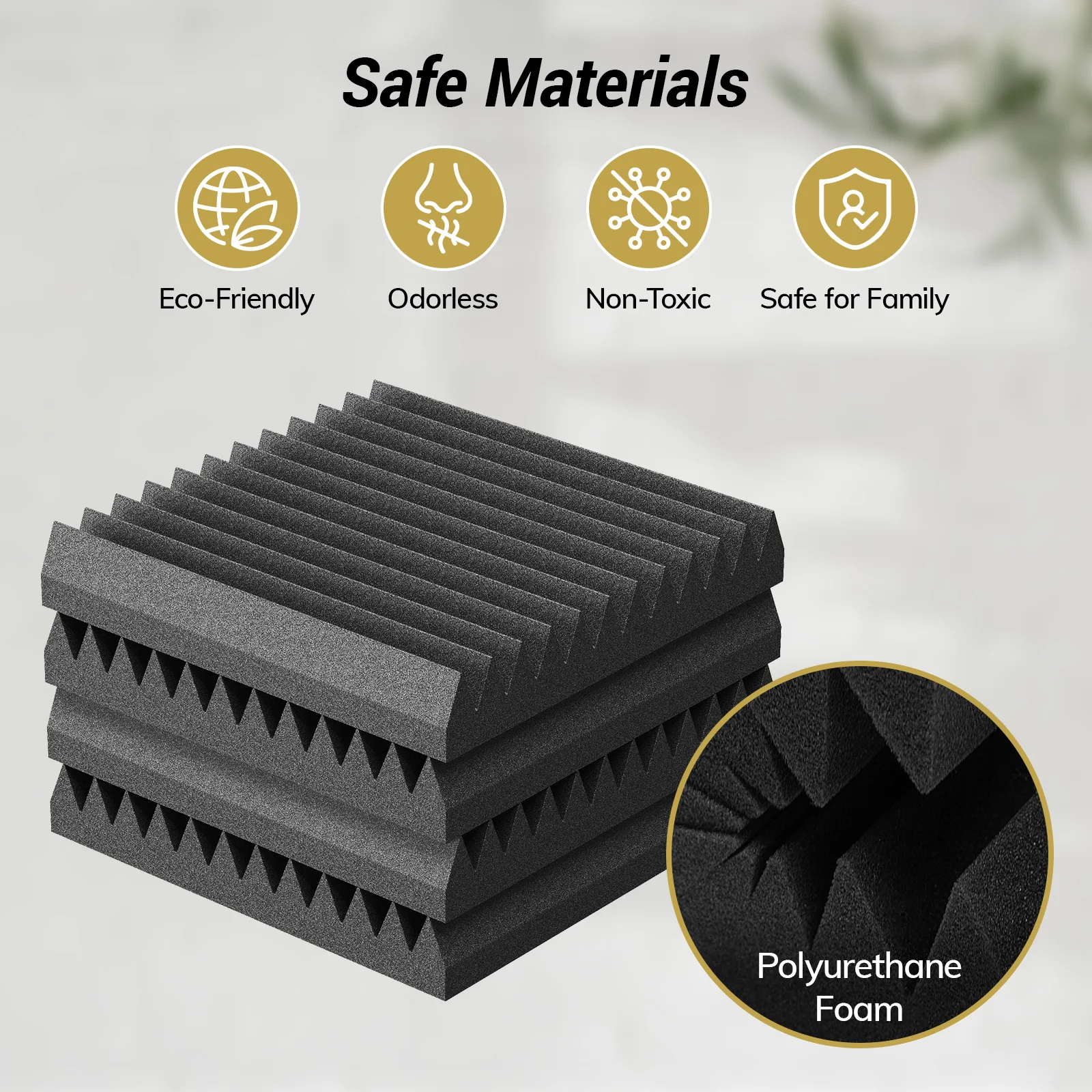 12*12*2 Inches Self-Adhesive Acoustic Foam Panels, 3D Pyramid Designed Sound Pannels for Absorption of Echoes, Fast Expand