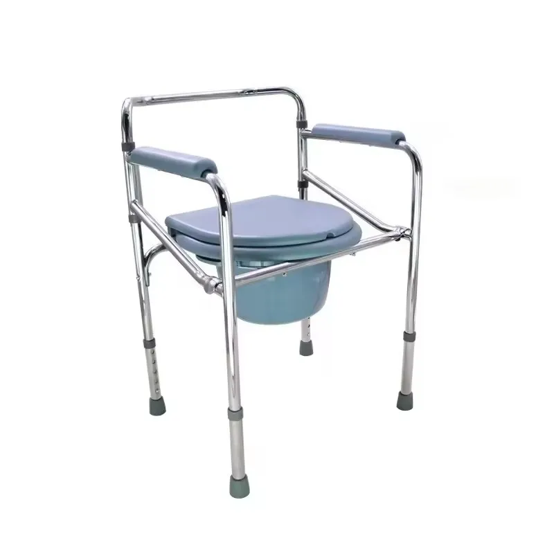Silla de inodoro plegable para ancianos, inodoro de buena calidad y altura ajustable