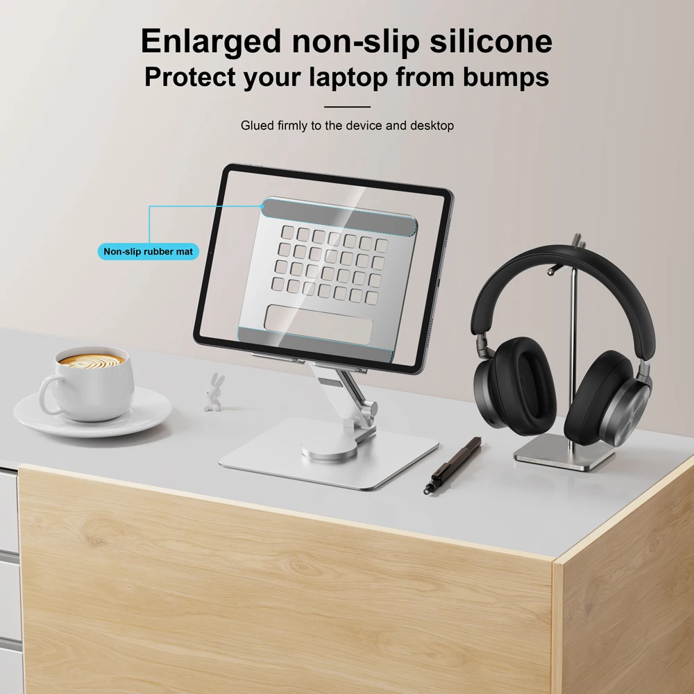 Portable Aluminum Tablet Stand Holder Desktop Folding Adjustable Rotating Metal Universal Stand for Ipad Pro Air Office Home Use