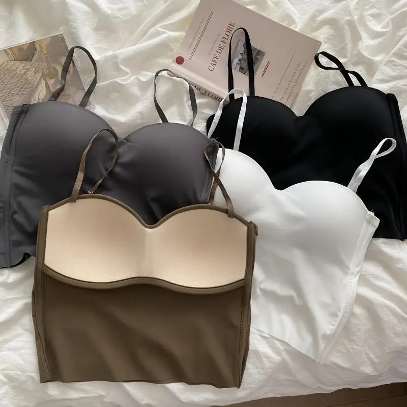 Camiseta sin mangas para Yoga y gimnasio para mujer, Top Popular de punto liso y sin costuras, chaleco con espalda en U y tirantes con almohadilla fija para el pecho, 1 ud.