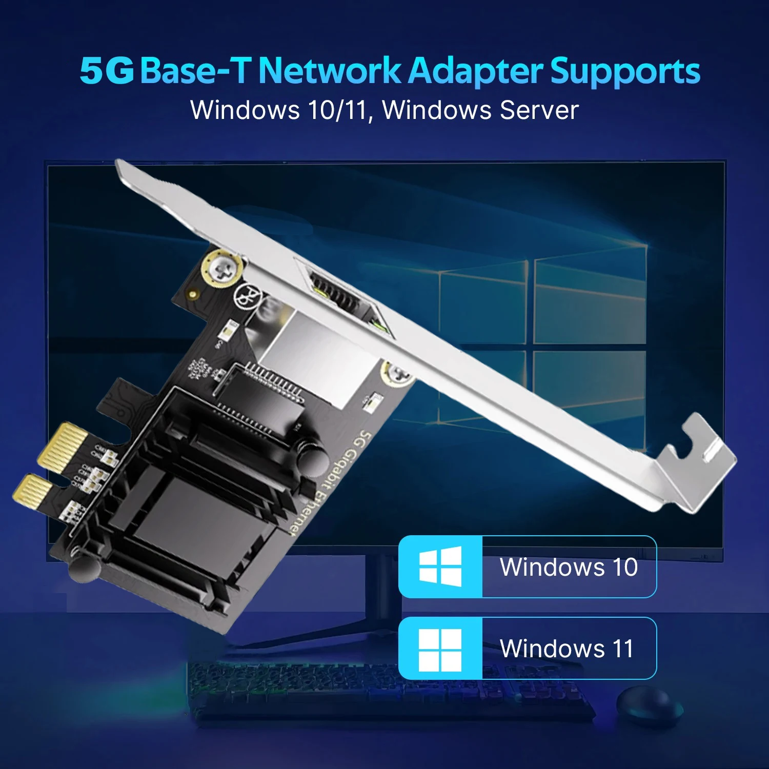Сетевой адаптер 5G PIC-E к RJ45 RTL8126 100/1000/2500/5000 Мбит/с Gigabit Ethernet Lan Controller Adapter для ПК Win10/11