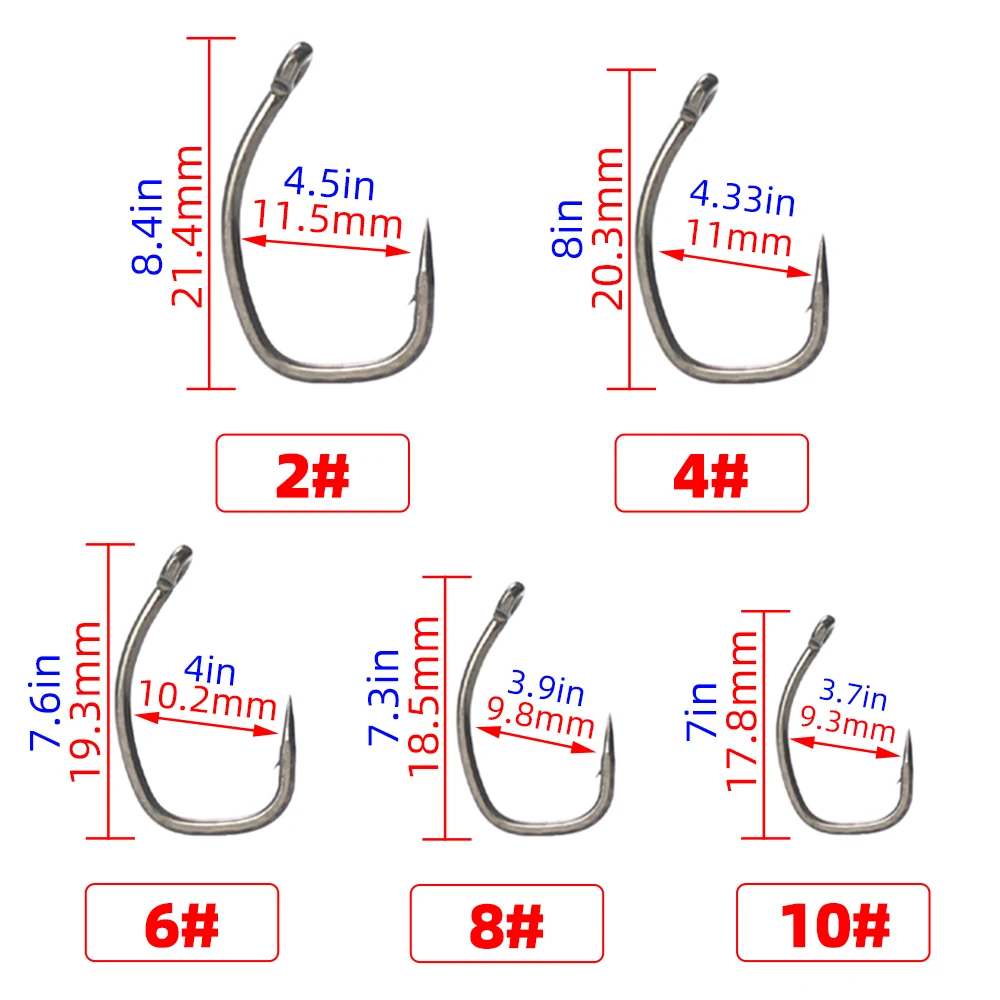 Hirisi 15 Uds anzuelos de pesca de carpa con ojo Micro púa anzuelos de acero alto en carbono recubiertos de PTFE X917 accesorios de pesca