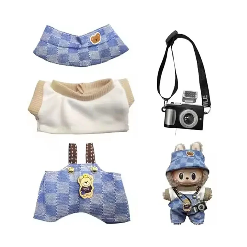 Ubranka dla lalki Labubu 17 cm Gxlaihly, uroczy kostium, pasuje do lalek Labubu 17 cm, modne ubrania dla lalek.