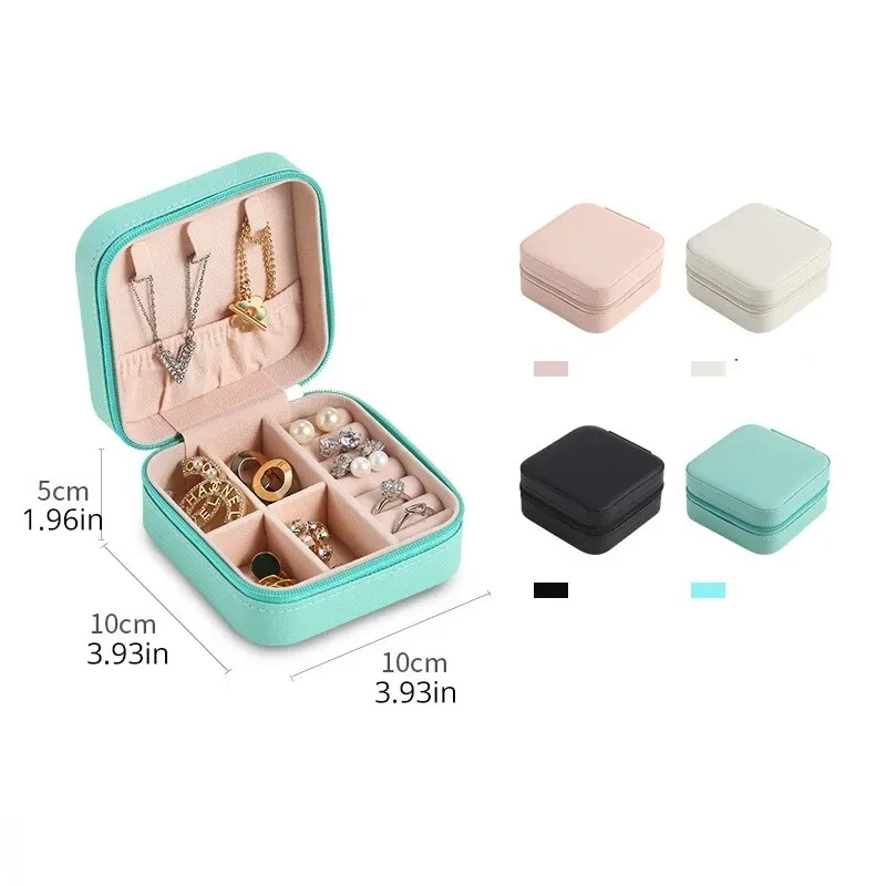 Mini scatola portaoggetti per gioielli portatile da viaggio per la famiglia, orecchini, collane, scatola portaoggetti per anelli femminili, espositore in pelle PU