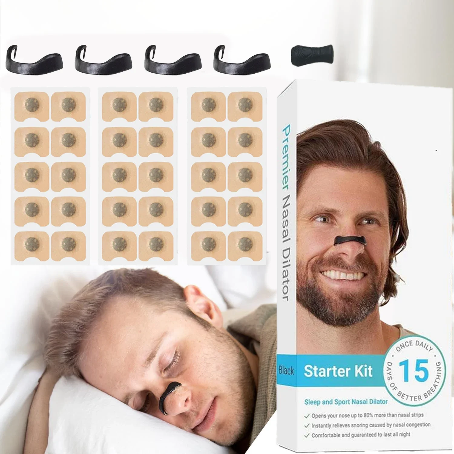 Kits de dilatadores de respiración Nasal magnéticos, 15 pares, dilatador Nasal deportivo, impulso de entrada de oxígeno, Clip nasal de repuesto de respiración