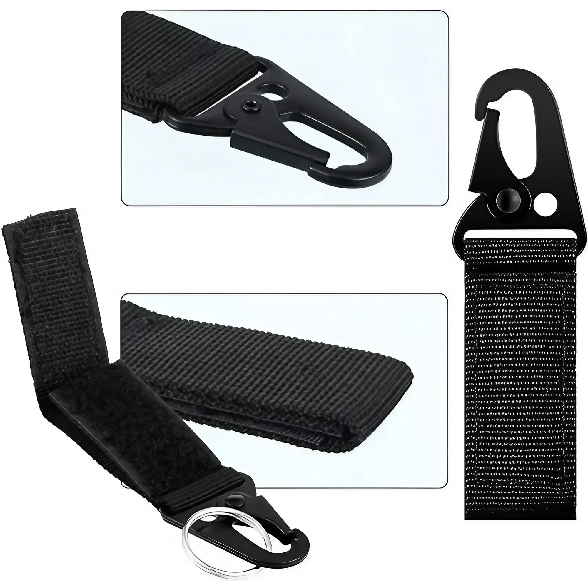 2PCS Tactical Hanging Buckle Molle Nylon Webbing Carabiner Belt Triangle Keychain for Outdoor Climbing Camping Tool Accessory