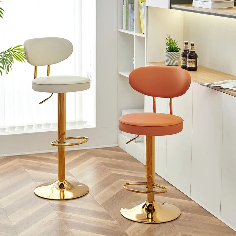 Suprimentos de bar banqueta de rattan cadeira laranja banquetas de cozinha tabure cadeiras modernas encosto ajustável joelho rodas de bambu design alto