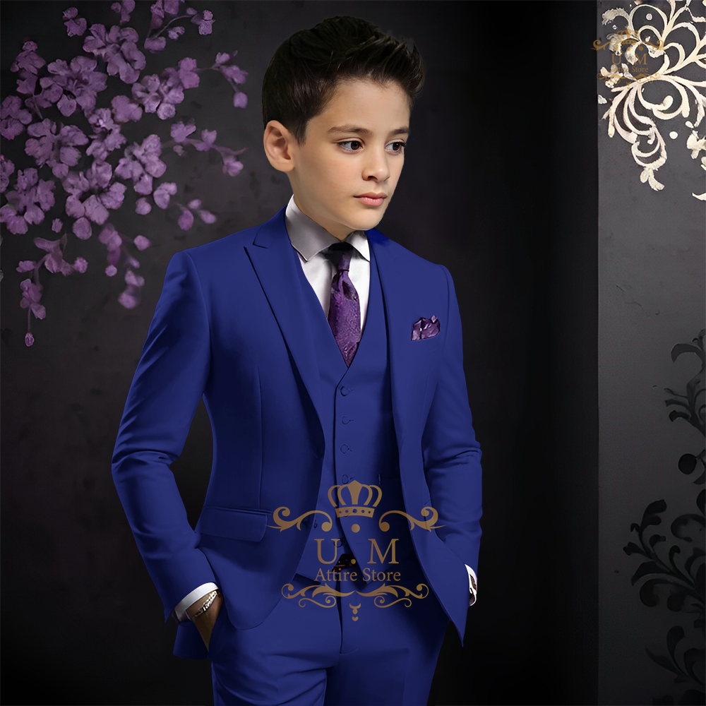 Violet classic suit for boys 3pcs (jacket+vest+pants) custom elegant uniform age 2-16 set wedding prom cocktail birthday party