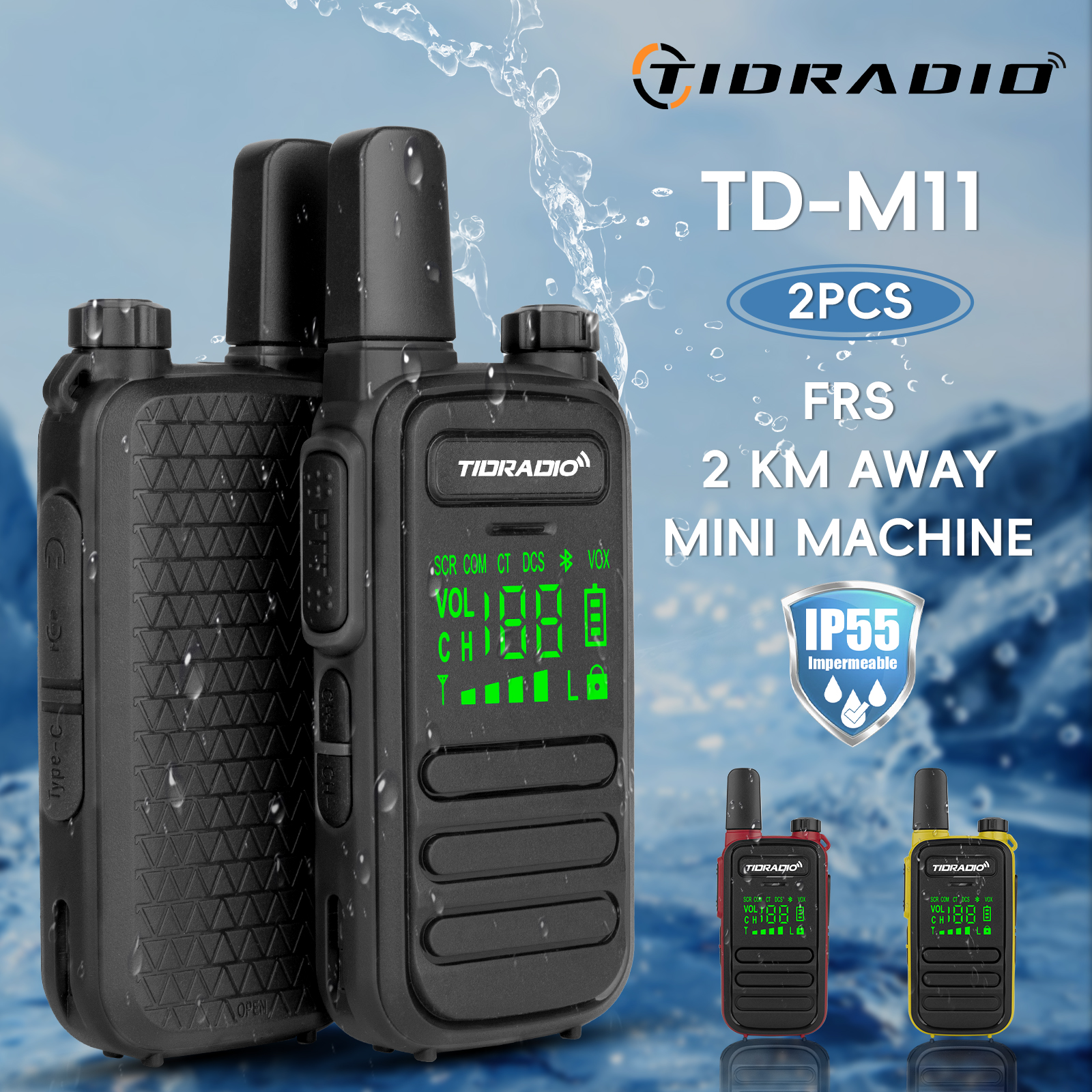 TIDRADIO 2 uds M11 Mini Walkie Talkie Profesional PMR/FRS Radio de comunicación de largo alcance transceptor de Radio bidireccional colorido