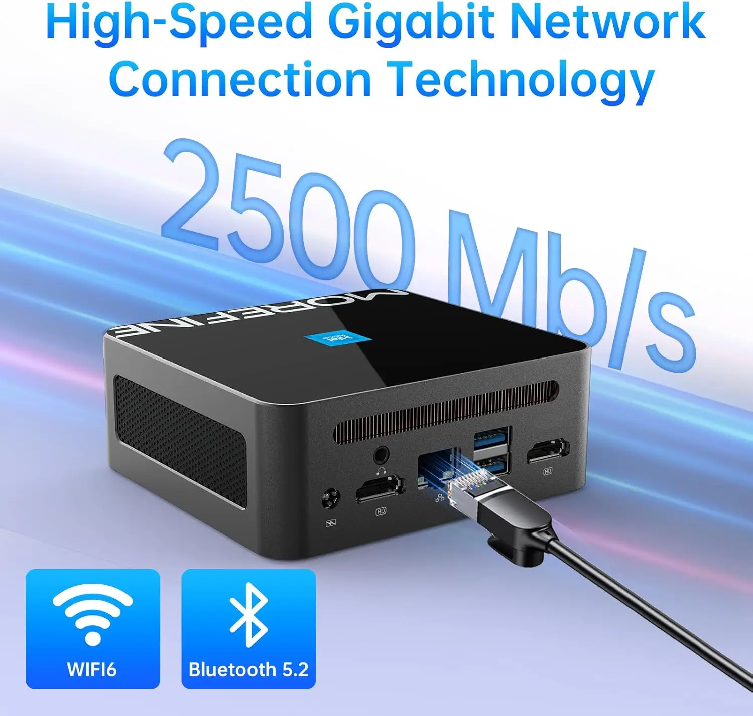 MOREFINE 2025 M9 N150 Mini PC Portable Gaming Desktop Computer Minipc Dual LAN 2.5G/1G WiFi 6 BT5.2 DDR4 NVME SSD Windows 11 Pro