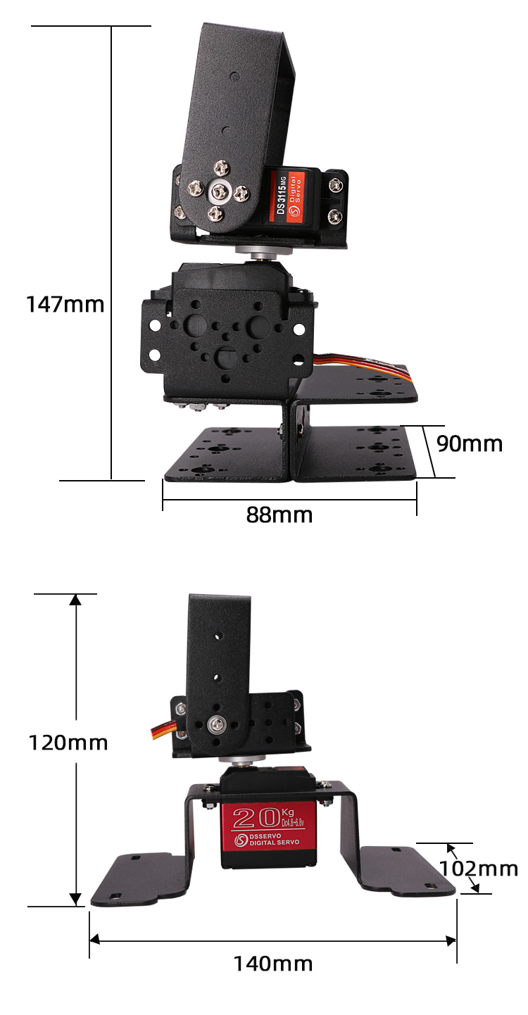 2 DOF Rotating Robot Manipulator Metal Alloy Mechanical Gimbal Kit For Arduino Robot with MG996 Ps2 Control Programmable DIY Kit