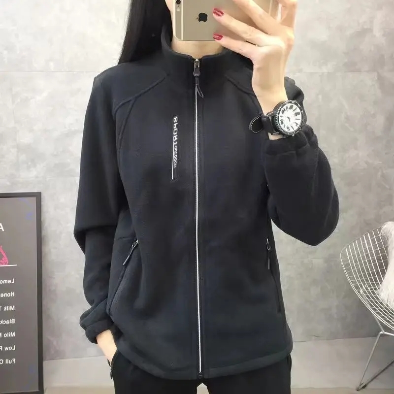 Plus Größe Herbst Winter Polar Fleece Warme Mantel Frauen Sweatshirt Outdoor Sport Casual Zipper Strickjacke Jacke Top Schlank Jugendliche