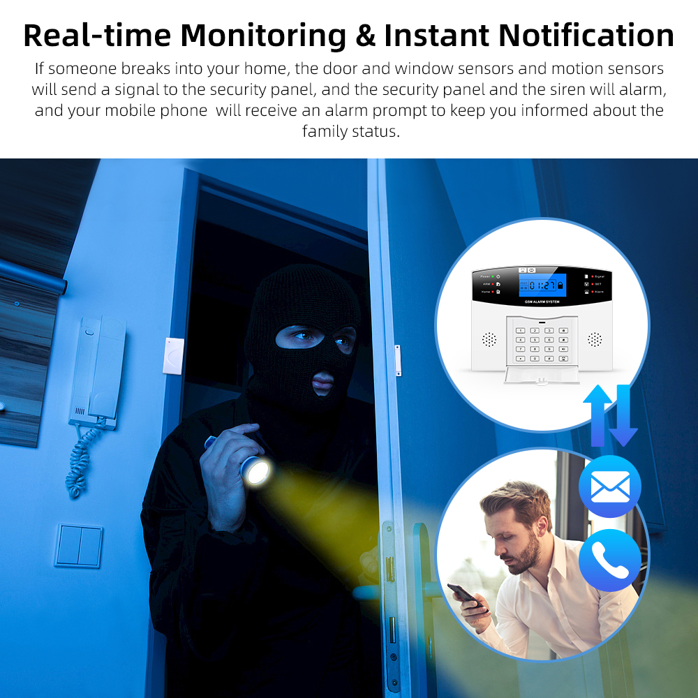 GSM Wireless Haus Alarm TUYA Smart Home WIFI Hause Alarm Für Garage Und Wohn Einbrecher Sicherheit Alarme Unterstützung Smart Leben