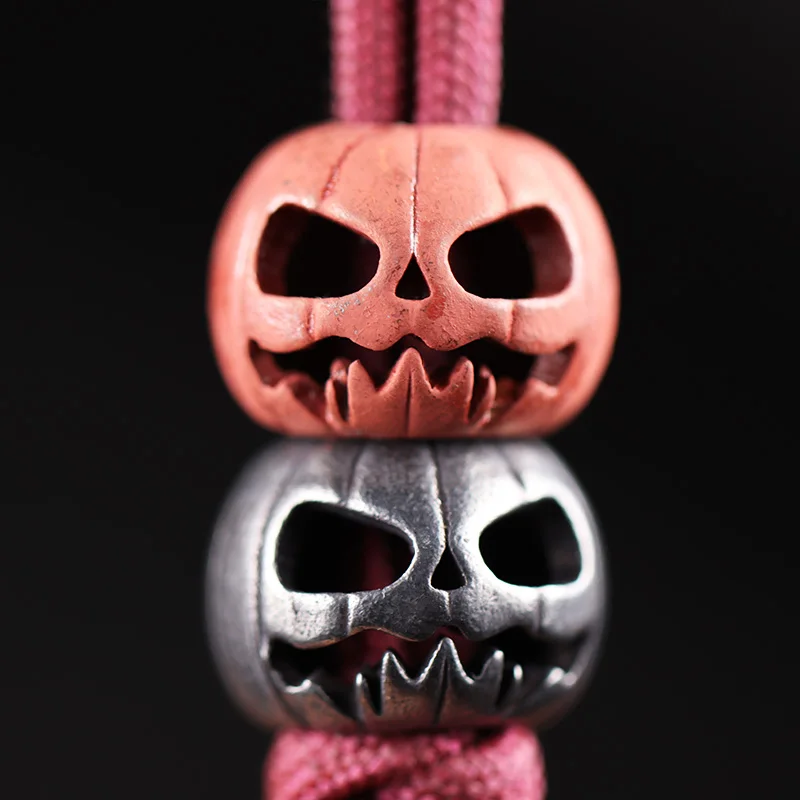Bí Ngô Halloween Mặt Đầu Lâu Lồng Đèn EDC Đồng Dao Hạt DIY Dệt Paracord Dây Mặt Dây Ngoài Trời Dụng Cụ Treo Phụ Kiện