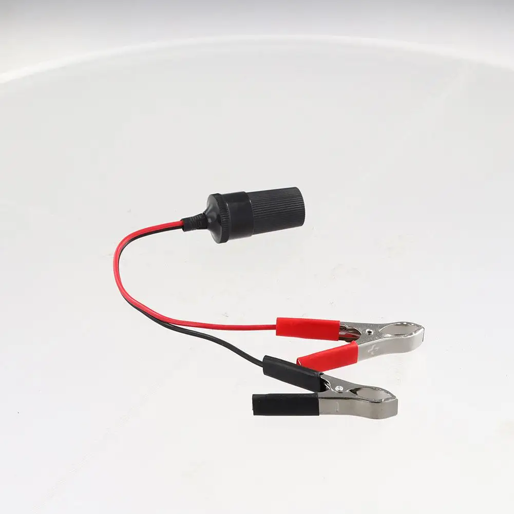 High-Power 12V 24V Car Cigarette Lighter Socket To Battery Alligator Crocodile Clip Connector Extension Cable Adapter Socket