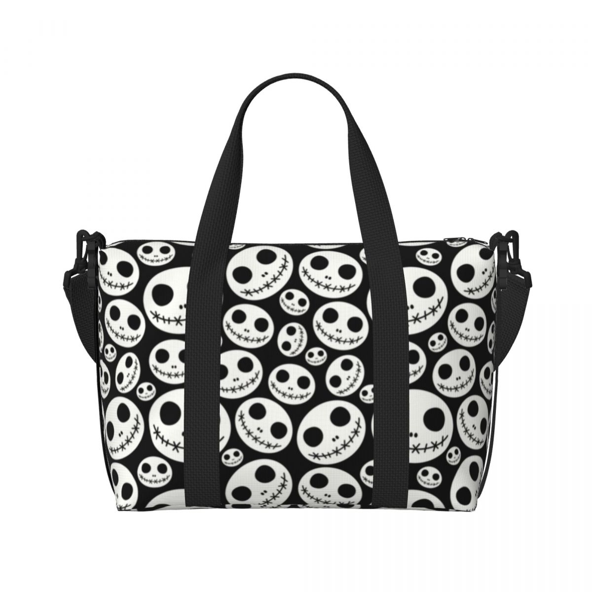 Custom Halloween Skeleton Jack Skellington Beach Tote Bag for  The Nightmare Before Christmas Compartment Beach Gym Travel Bags
