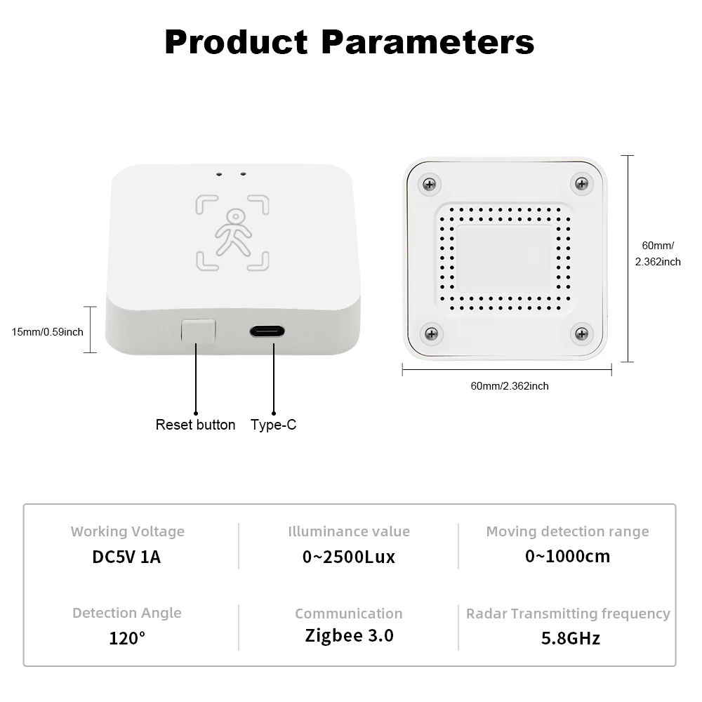 Tuya Zigbee 人存在検出器スマートライフミリ波レーダー Pir モーションセンサー輝度距離検出モニター呼吸