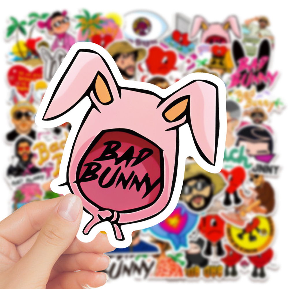 10/30/50 Chiếc Ca Sĩ Xấu Bunny Miếng Dán Hoạt Hình Graffiti Đề Can DIY Laptop Vali Tủ Lạnh Laptop Miếng Dán Kính Cường Lực thiếu Niên Quà Tặng Đồ Chơi