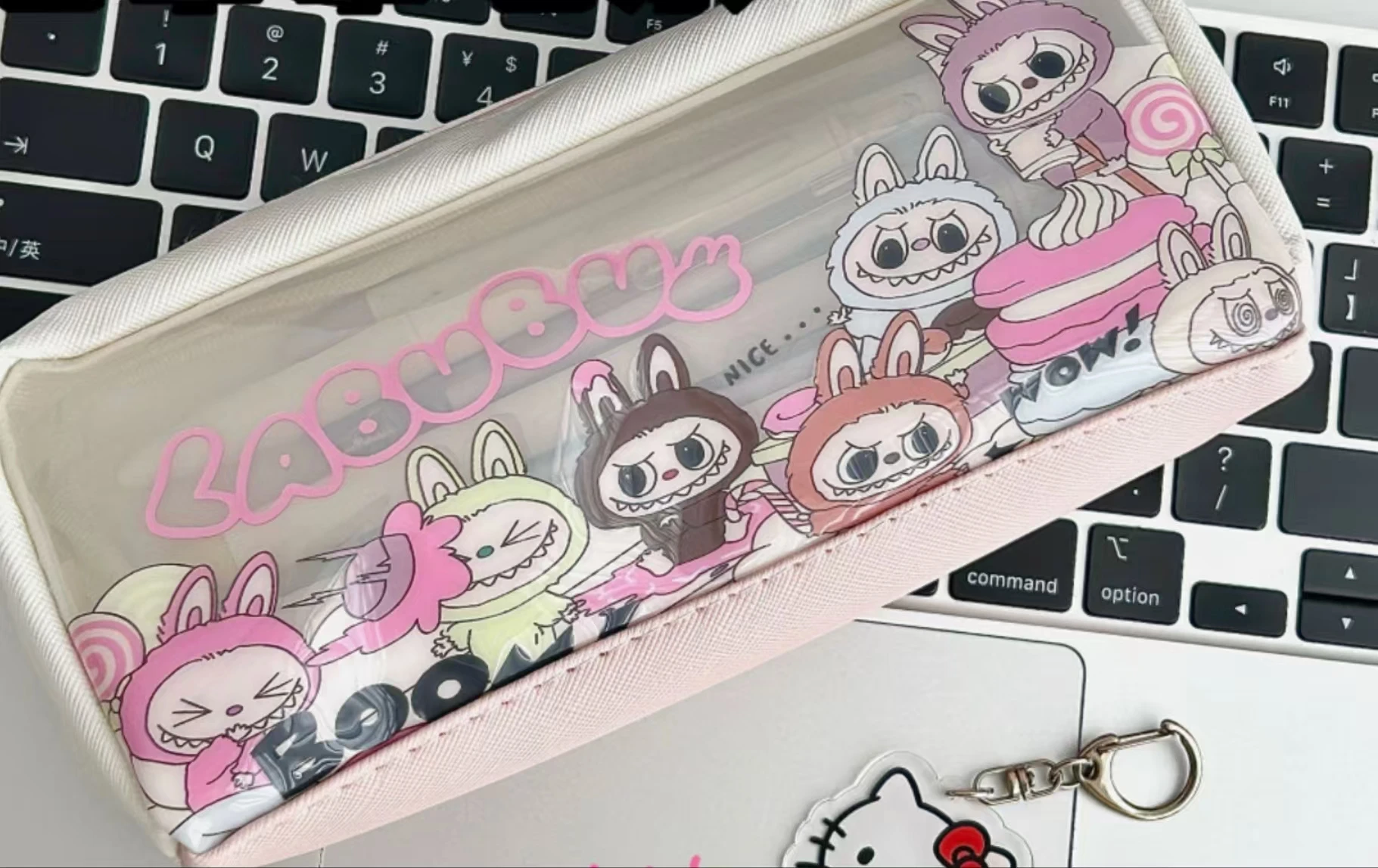 Cartoon Colorful Translucent Pencil Case Student Pencil Case Large Capacity Stationery Single Layer Storage Bag