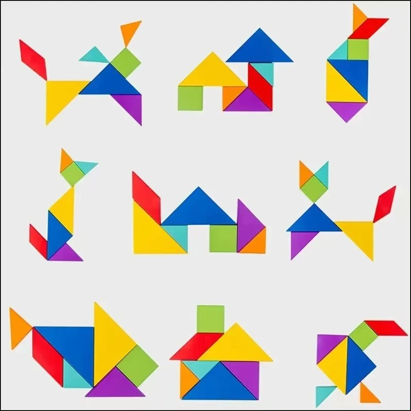 1Set Houten Magnetische Tangram Puzzel Boek Educatief Speelgoed Voor Kinderen Baby Kid Draagbare Montessori Leren Intelligentie
